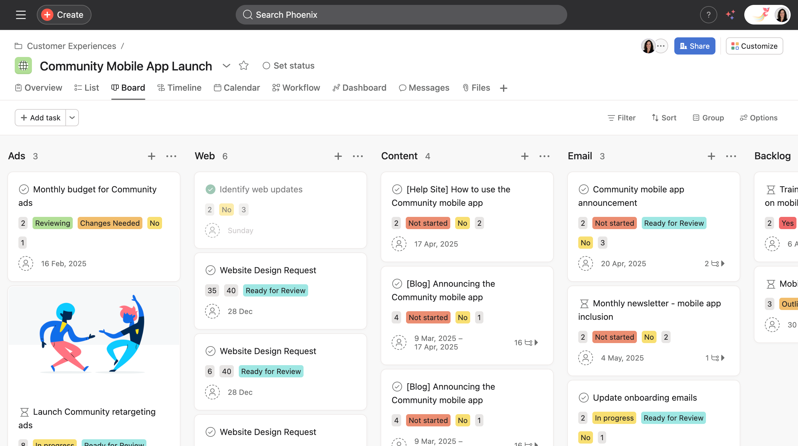 Agile working in Asana